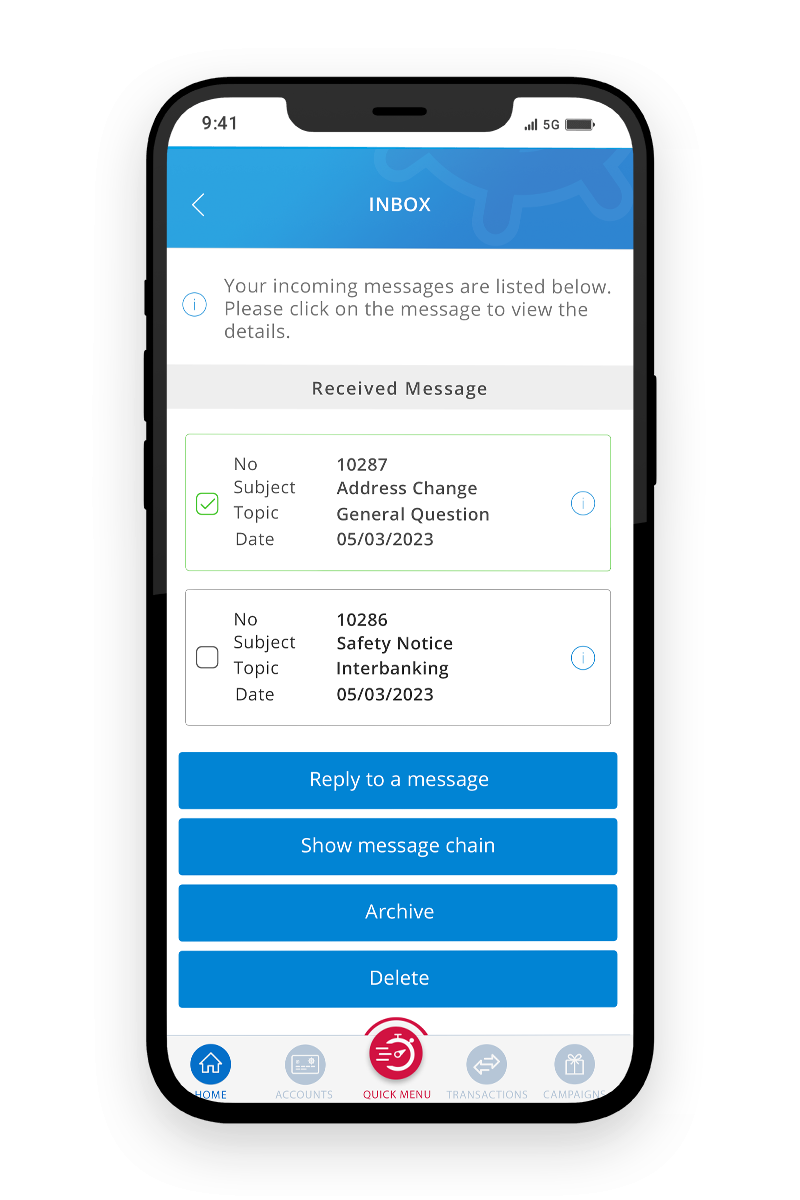 DenizMobile Important functionsat a glance